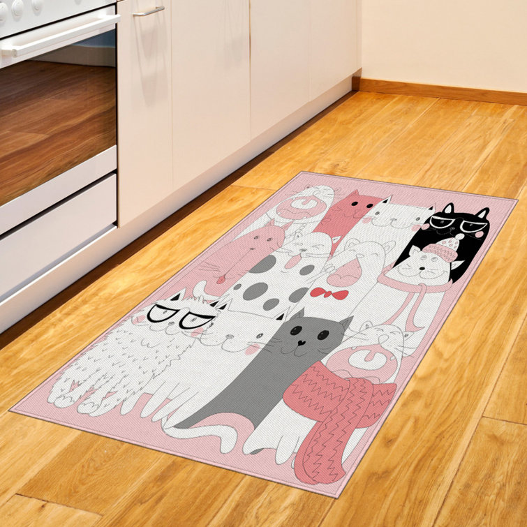 East Urban Home Cat Flatweave Pink Area Rug Wayfair